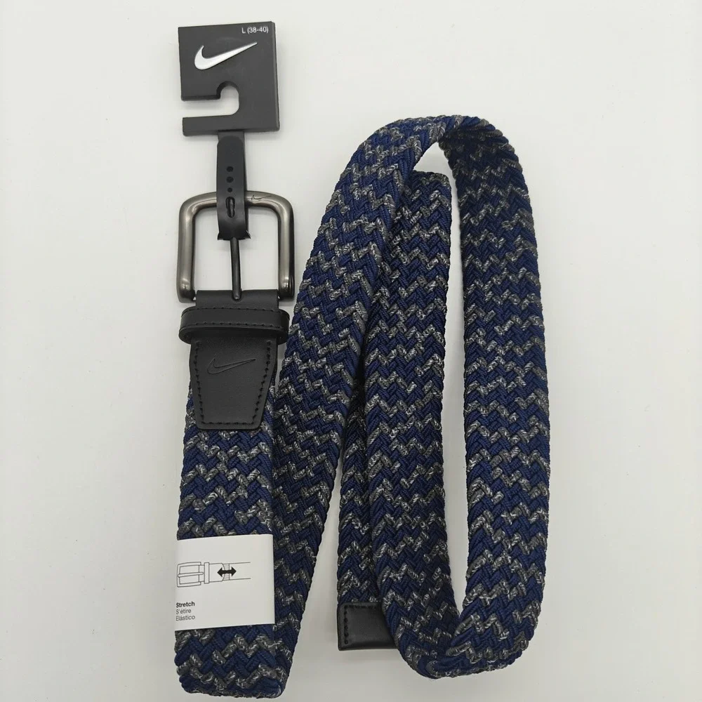 Nike Men's Stretch Woven Braided Golf Belt Navy Blue Gray Size L 38-40 NWT